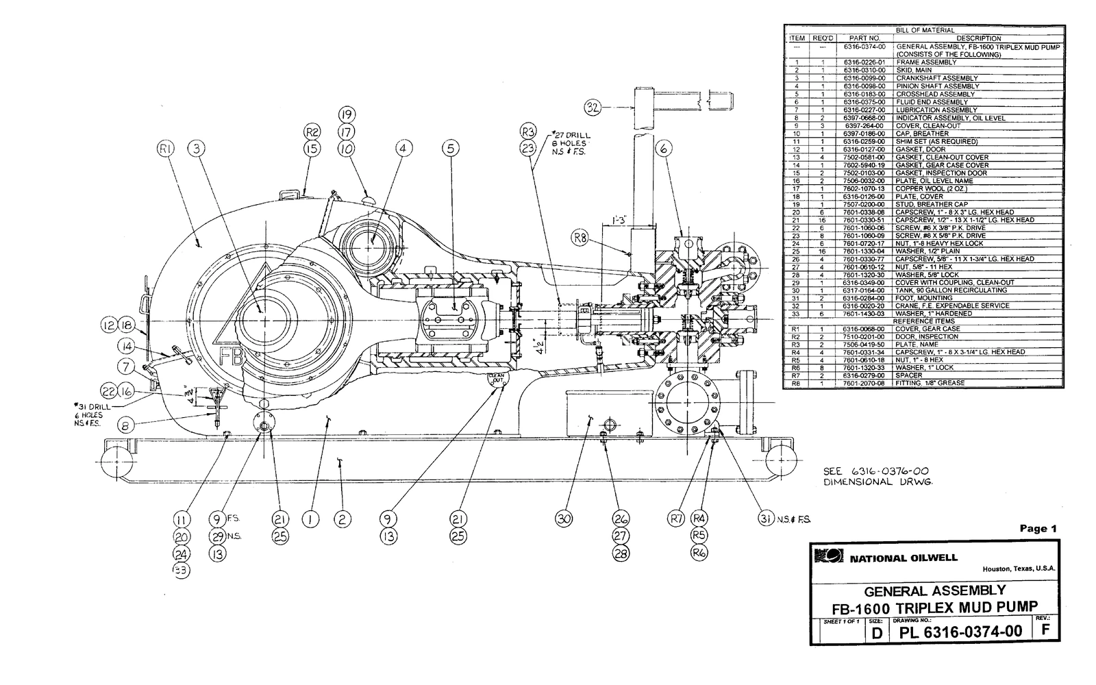 EMSCO FB-1600 source reference illustration: National-Oilwell FB-1600 general-assembly drawing, PL 6316-0374-00.