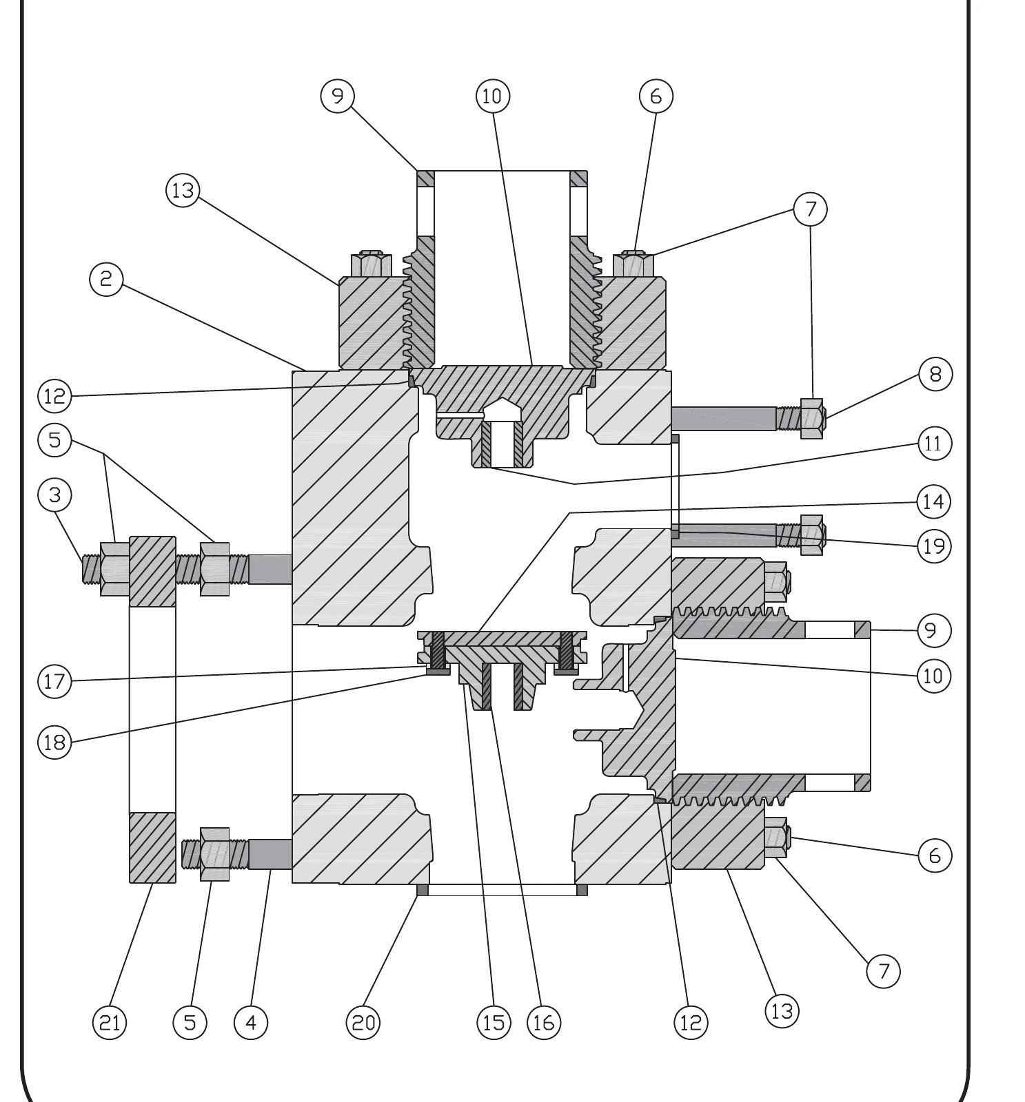 Gardner Denver PZ-10 source fluid-end reference drawing
