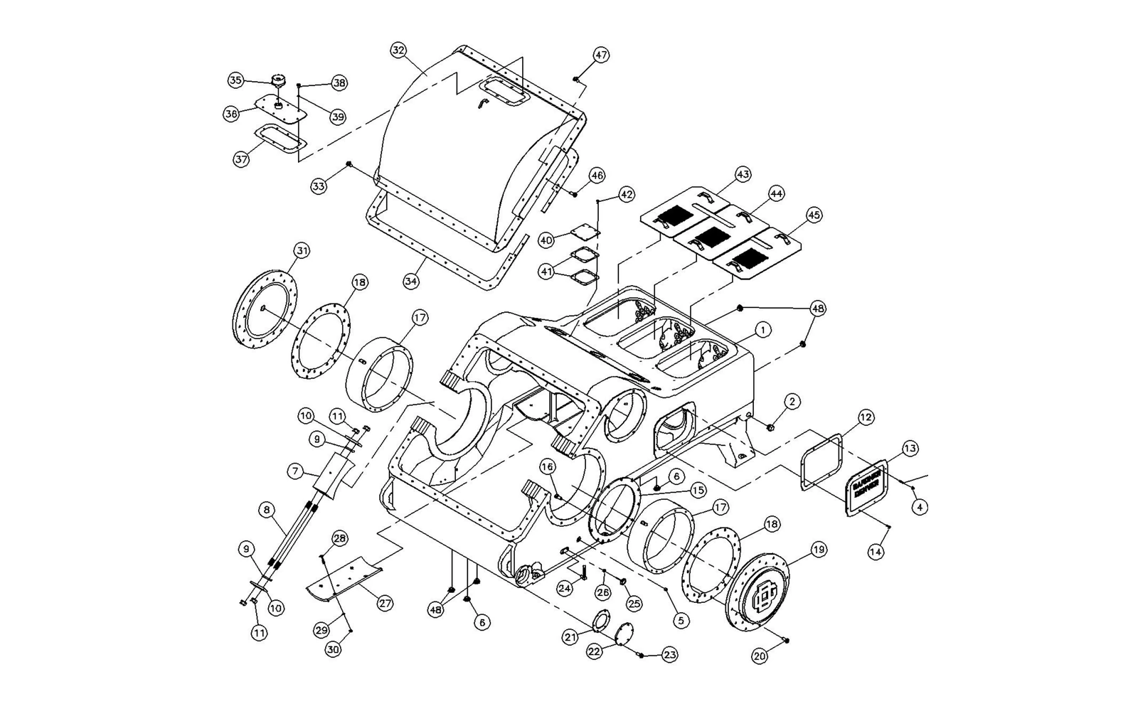 PZH PZ-8 frame and miscellaneous-parts exploded source illustration