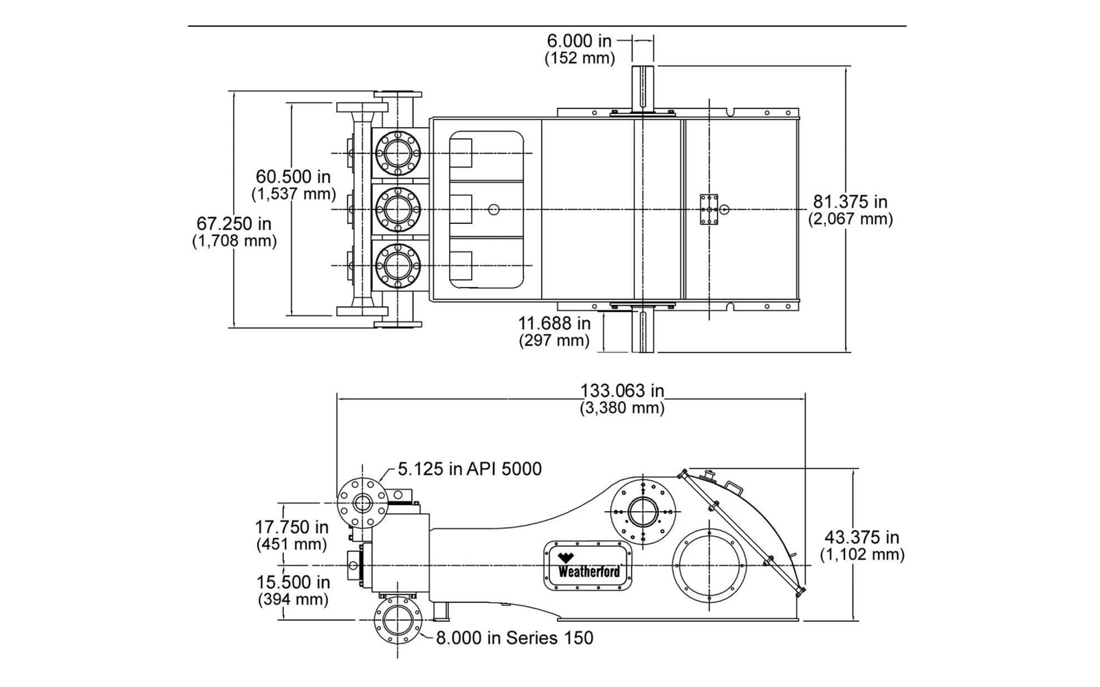 Weatherford E-800 source reference illustration: Weatherford E-800 pump illustration from its operations and maintenance manual.