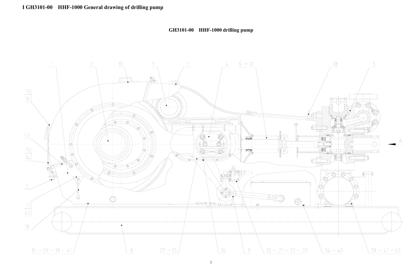 HHF-1000 general assembly drawing from the GH3101 parts list