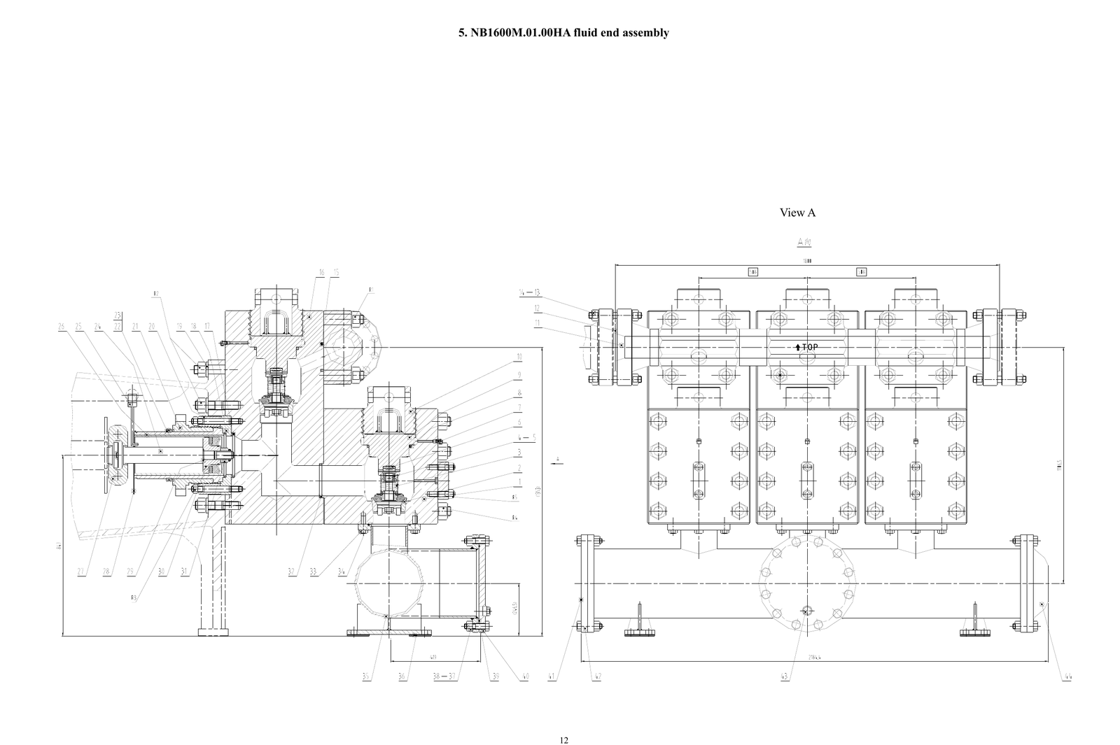 Honghua HHF-1600HL NB1600M.01.00HA fluid-end assembly drawing